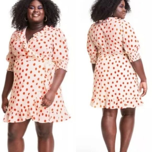 Rixo Woman's Dress XXS Red Polka Dot Mini Wrap Ruffle Belted Half Sleeve New - Picture 9 of 17